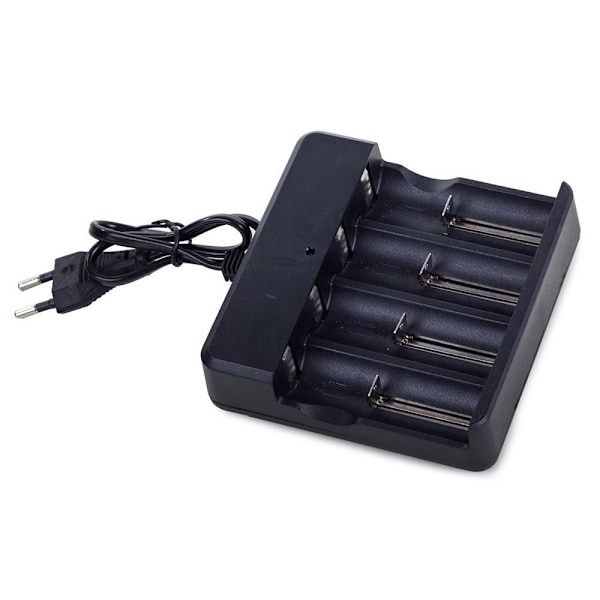 4x Batterioplader - 14500, 16340, 18650, 26650, 32650 Batterier Black