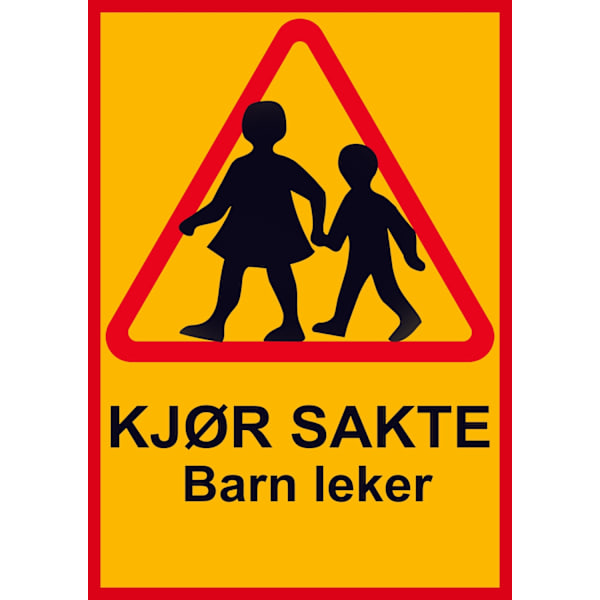 Kjør sakte barn leker - Skilt / Varselskilt - Trafikkskilt MultiColor 1-pak (NO)