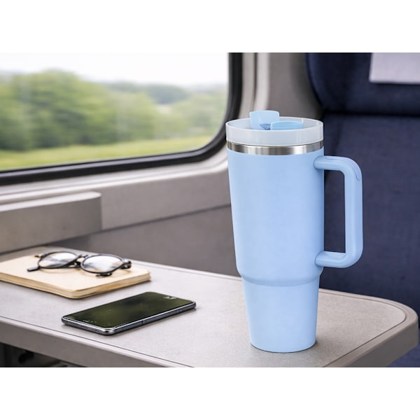 Termosmugg 1.2 L med sugrör Blå