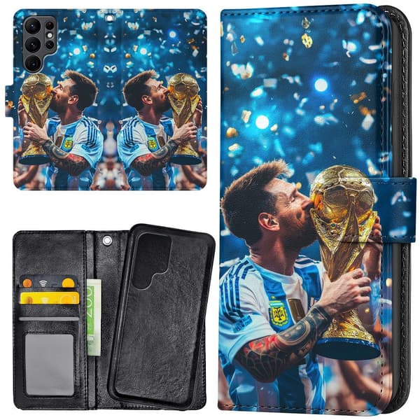 Samsung Galaxy S22 Ultra - Plånboksfodral/Skal Messi