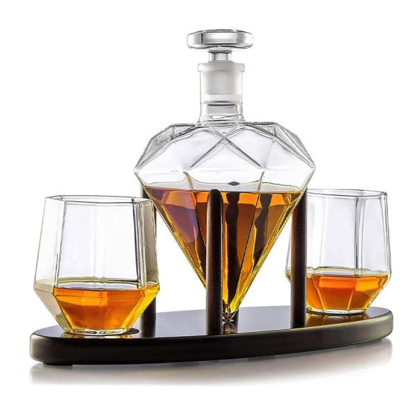 Diamant Karaffel Sæt - Whiskeyglas & Whiskeysten – Whiskey Transparent