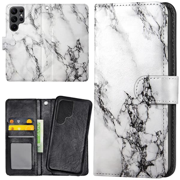 Samsung Galaxy S23 Ultra - Lommebok Deksel Marmor