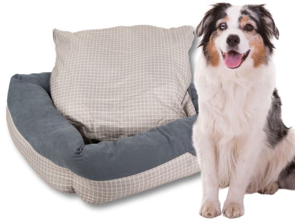 Hundbädd kattbädd mjuk soffa bäddsoffa kudde stor Blå/grå