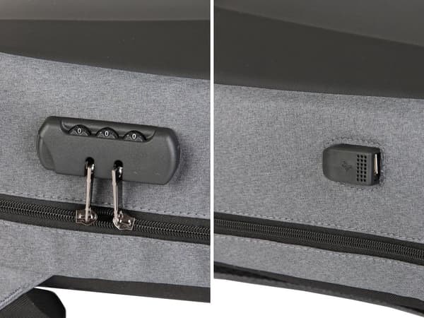 Ryggsäck business stöldskydd laptop grå