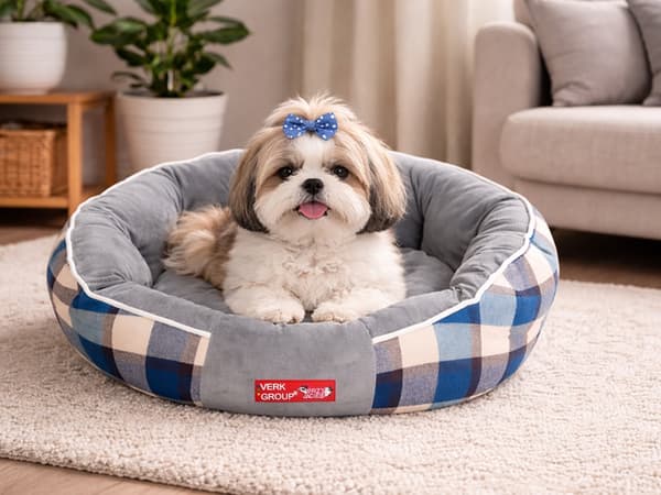 Hundbädd mjuk fluffig small medium grå