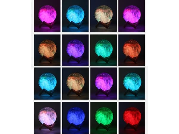 Lampe - Moon Lamp / Månelampe - 15cm – RGB Multicolor