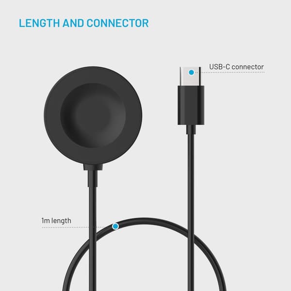 FIXED USB-C Laddningskabel Huawei Watch GT-serien Svart