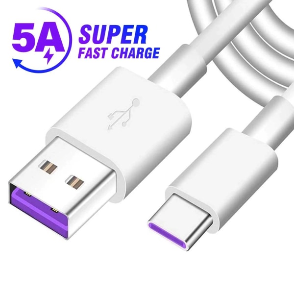 2m Huawei Hurtiglader / 5A SuperCharge - USB-C Lader - Kabel White 5031 |  White | 60 | Fyndiq