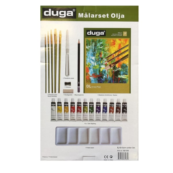 Malingssett Oljemaling med børster og tilbehør - 24 deler Multicolor