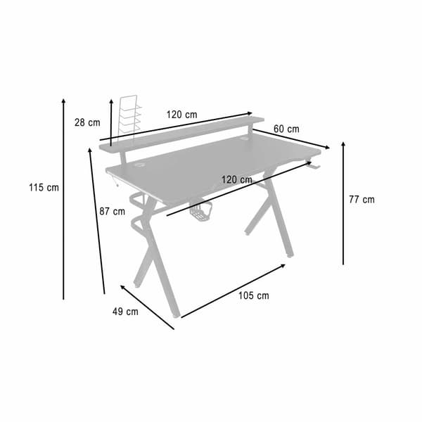 Gamingbord med RGB LED-belysning 120x60 cm - Datorbord