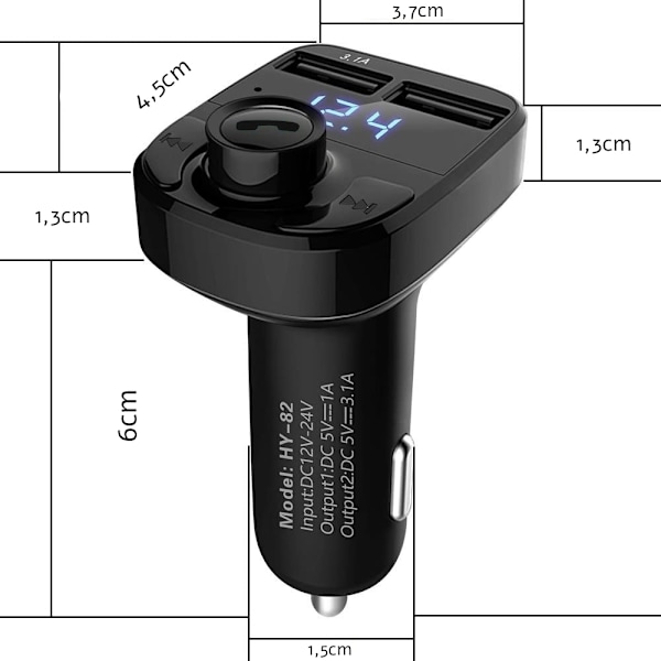 FM-Sändare USB Bluetooth Adapter via Cigarettändaruttag