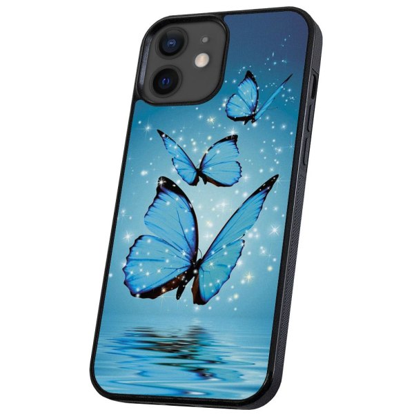 iPhone 12/12 Pro - Deksel/Mobildeksel Glitrende Sommerfugler Multicolor