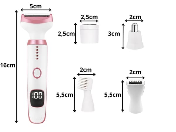 Epilator 5 i 1 kropp ben ansikte trimmer USB