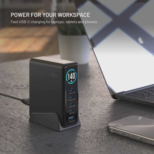 FIXED Super Snabb GaN Desktop Laddare 140W 4xUSB-C/USB-A