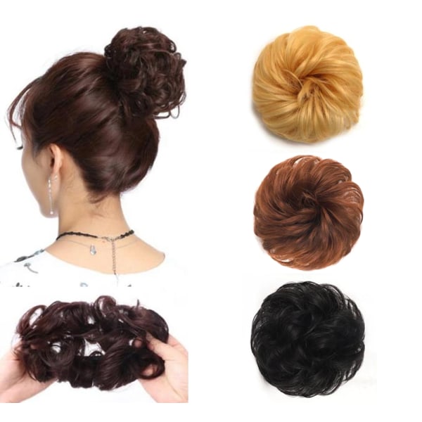 Scrunchie-hiuslisäke / Hiusharja / Hiusdonut - Valitse väri Black Svart