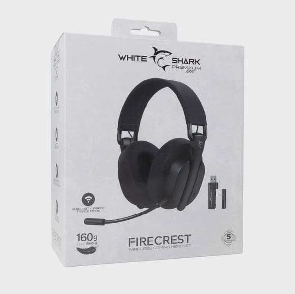 White Shark Premium FIRECREST Trådlöst Over-Ear Gaming Headset Svart