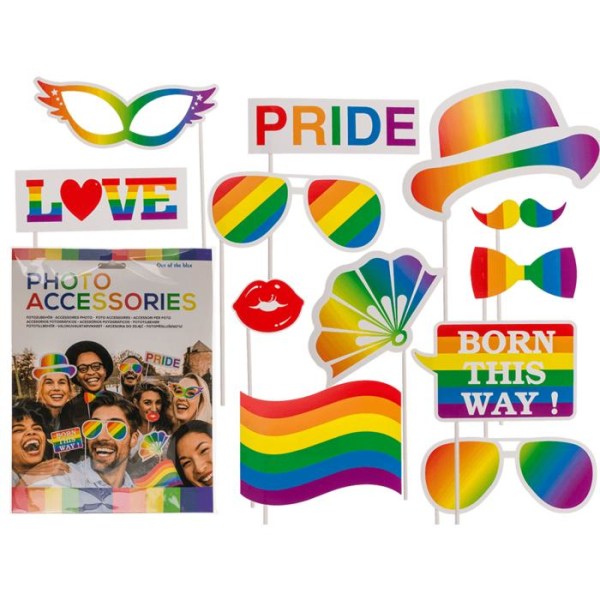 Pride-tilbehør på en pinne - 12 deler Multicolor