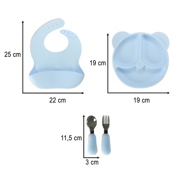 Barnservis Silikon - 4-delar Light blue