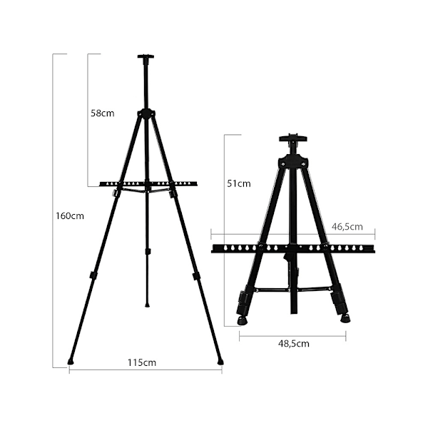 Målarstafli i aluminium 160cm + lock