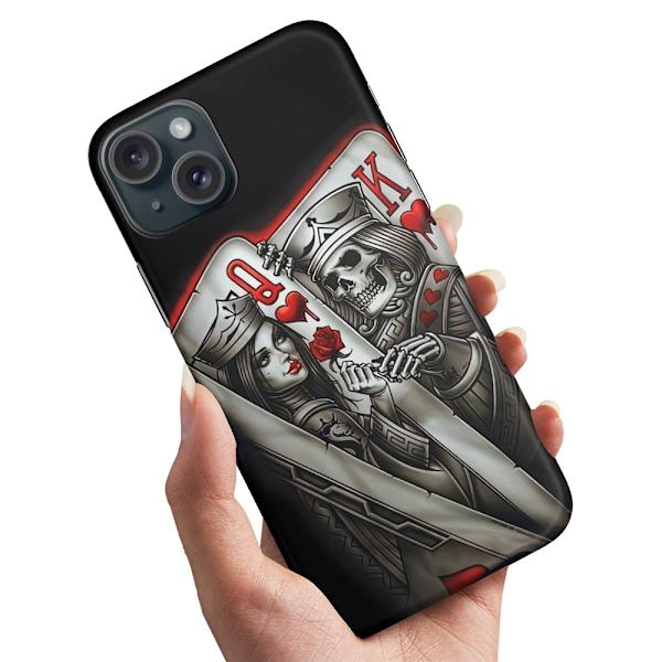 Deksel / Mobildeksel til iPhone 15 - King Queen Kortstokk