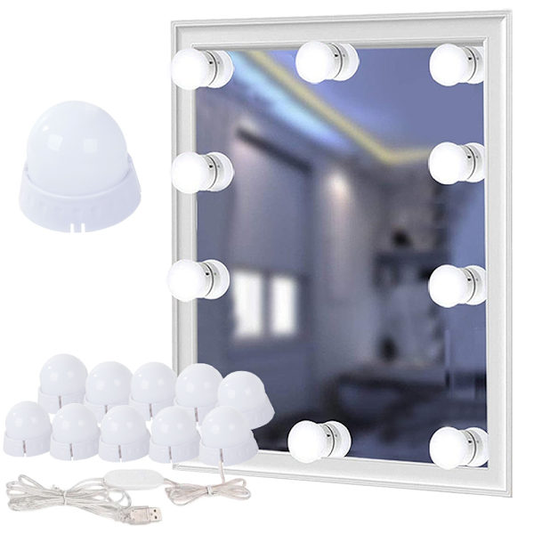 10st LED-lampor till Sminkspegel Sminkbord - Fäst runt spegel