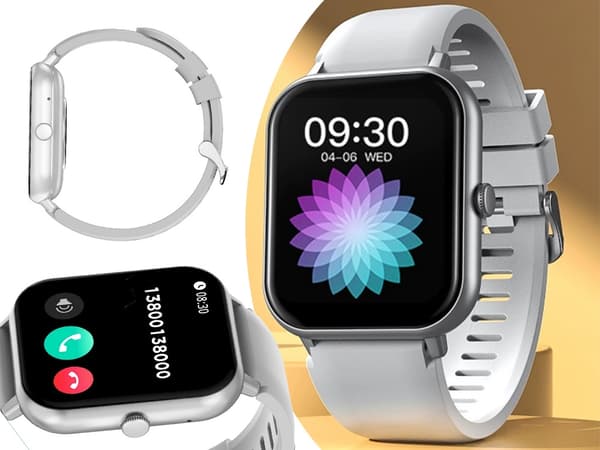 Smartklocka dam/herr gummiarmband sport bluetooth samtal grå grå