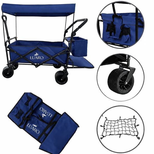 Sammenklappelig transportvogn 120 L - Trækvogn maks. 120 kg Dark blue