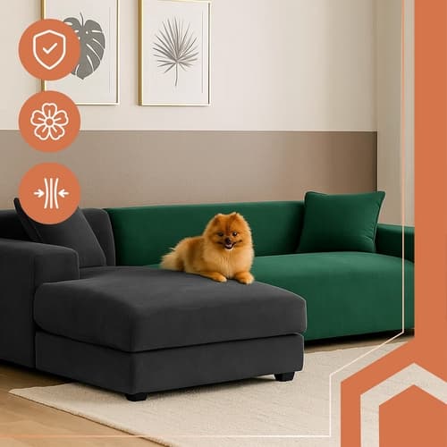Sofföverdrag Sammet / Överdrag till Soffa - 145-185cm Dark green