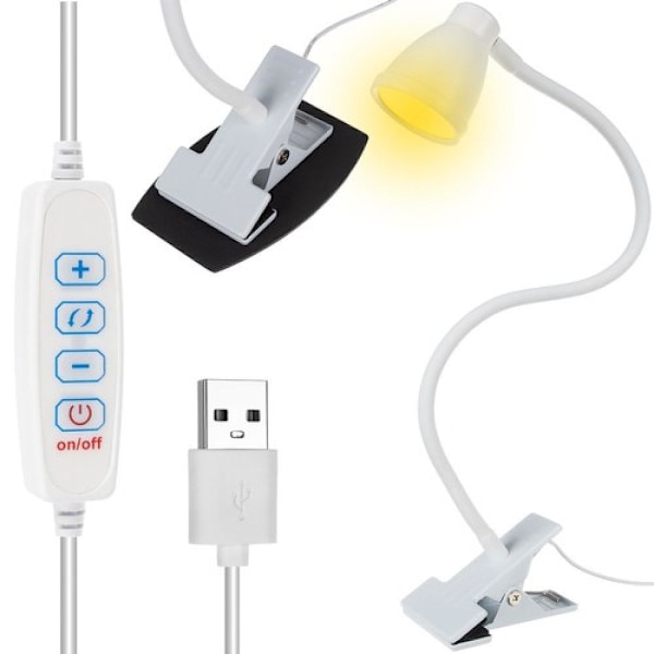 Skrivebordslampe med Klemme - LED Bordlampe White