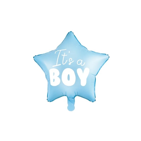 Folieballong "Det är en pojke" till babyshower stjärna blå 48 cm