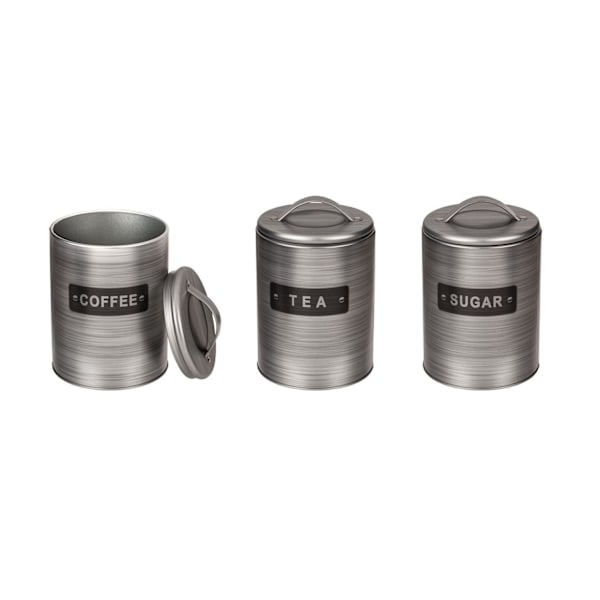 Rund Metallboks - Velg mellom Kaffe, te & sukker Silver Sugar