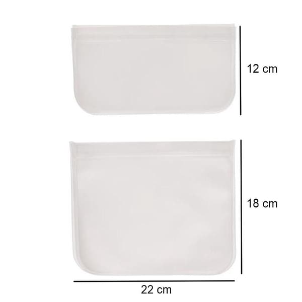 2-Pak - Matpose / Matlagringsposer – Gjenbrukbare Transparent