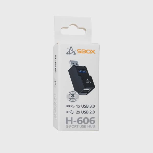 SBOX 3i1 USB 3.0 Hub 3x USB-A Svart