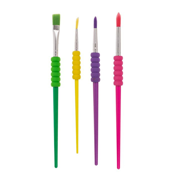 4-Pack - Penslar - Målarpenslar med mjukt grepp multifärg