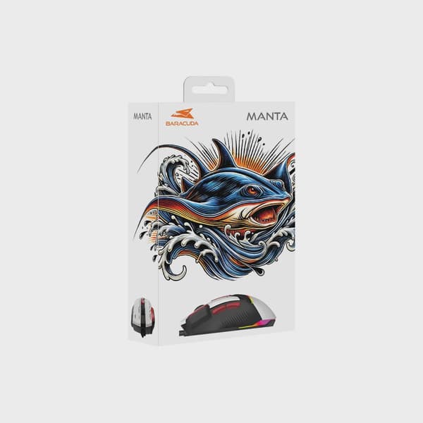 Baracuda MANTA Gaming Mus 8D 12.800dpi Vit