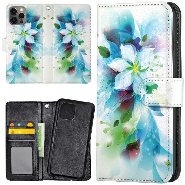 iPhone 12 Pro Max - Plånboksfodral/Skal Blomma
