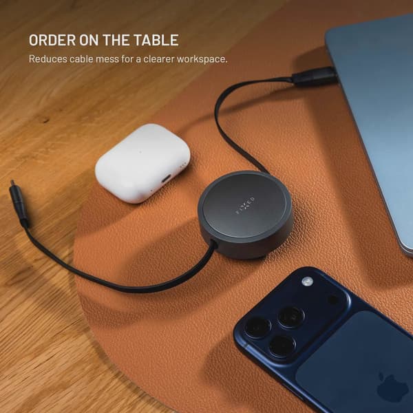 FIXED Utdragbar USB-C/C 100W Kabel 1m svart