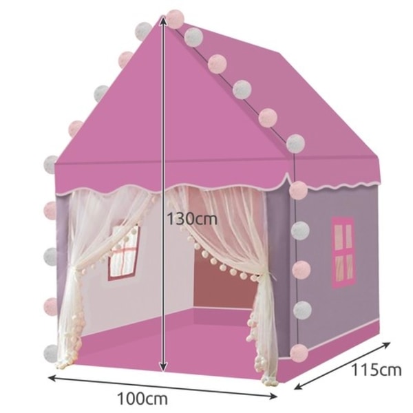 Lektält för Barn / Barntält med LED - 130cm Rosa