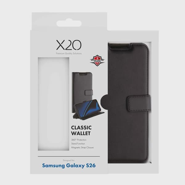 X2O Classic Wallet Plånboksfodral Samsung Galaxy S26 Svart