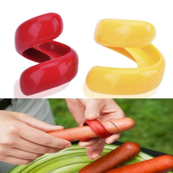 2-Pack - Korv Slicer Spiral - Skär korvar i spiraler multifärg