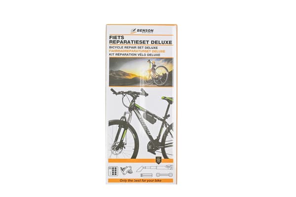 Cykelreparationskit i väska