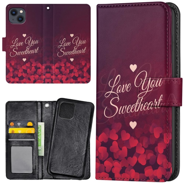 iPhone 13 - Lommebokveske Hearts Love Multicolor