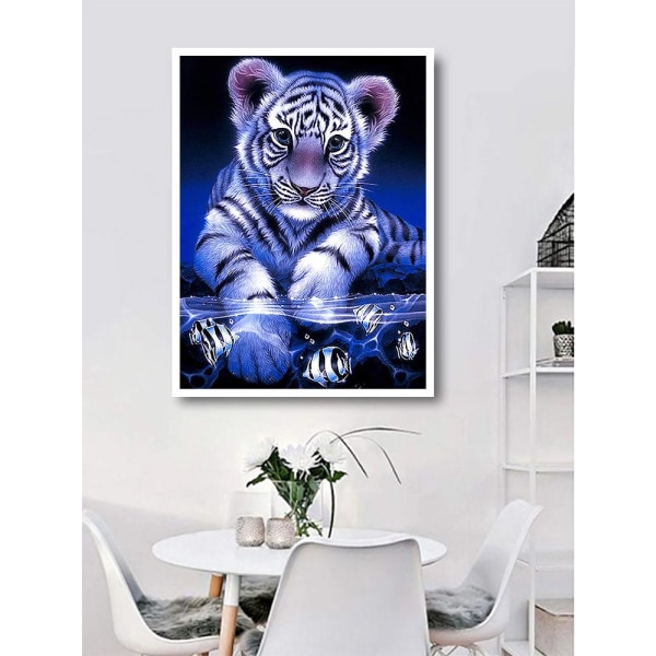 Diamantmaleri / DIY 5D Diamantmaleri - 30x40cm - Tiger cub