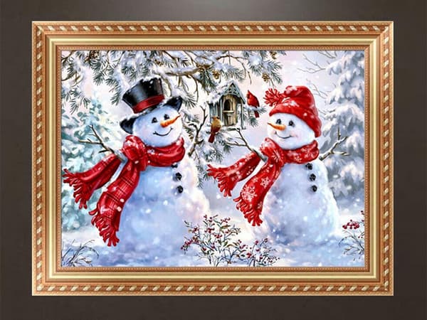 Diamantbroderi snögubbeuppsättning jul 5d