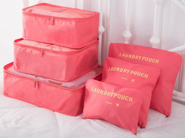 Organizer til Kuffert - 6-dele - Tasker til Rejse Light red
