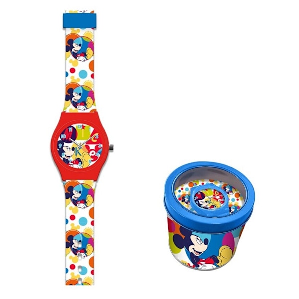 Analog klocka med Disney Mickey i metallbox
