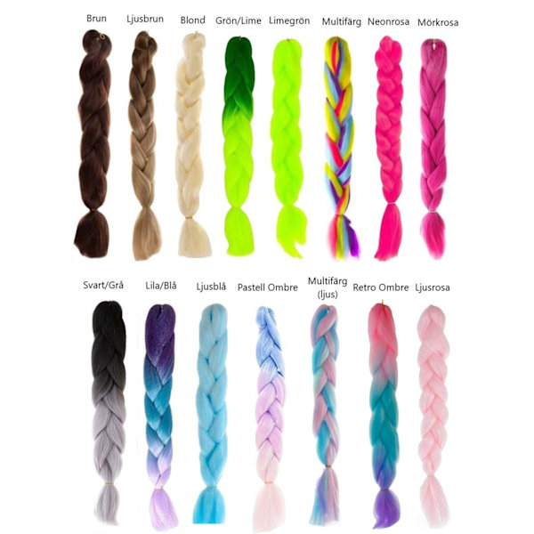 Jumbo Braid / Løshår Hårflette - 60 cm Ljusblå