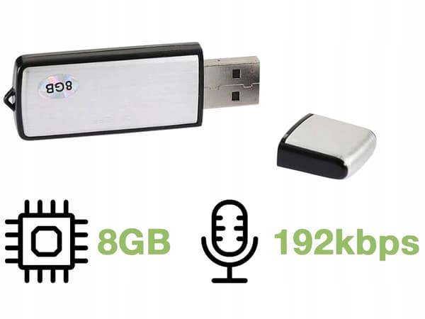 USB Lydopptaker 8GB - Minnestick og Diktafon