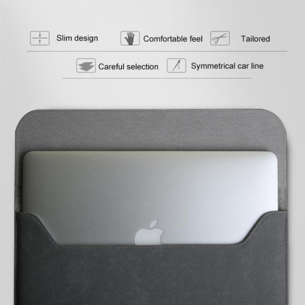 13,3" Laptopfodral / Datorväska / Macbook - Läder - Välj färg grå