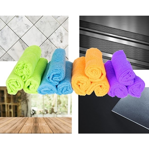 12-Pack - Mikrofiberduk / Rengöringsduk / Putsduk multifärg